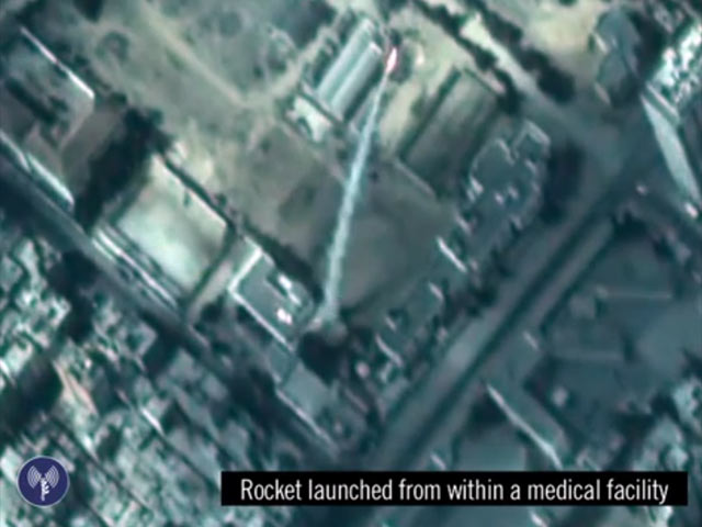 Запуск ракеты с территории больницы "Шухада" в Аш-Шати. 23 августа 2014 года