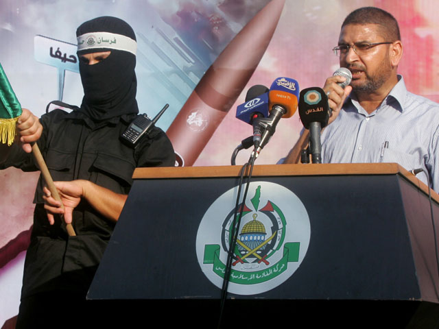 Пресс-секретарь ХАМАС Сами Абу Зухри в Рафахе. 17 августа 2014 года
