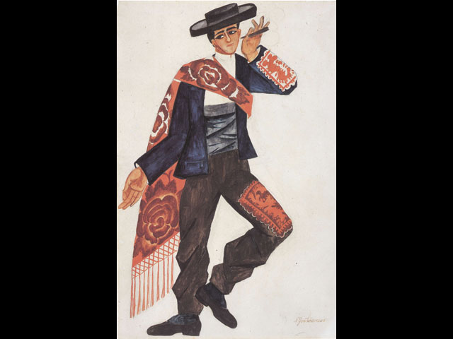   Н.С.Гончарова. Испанец с сигарой. Эскиз костюма к балету "Триана". 1916