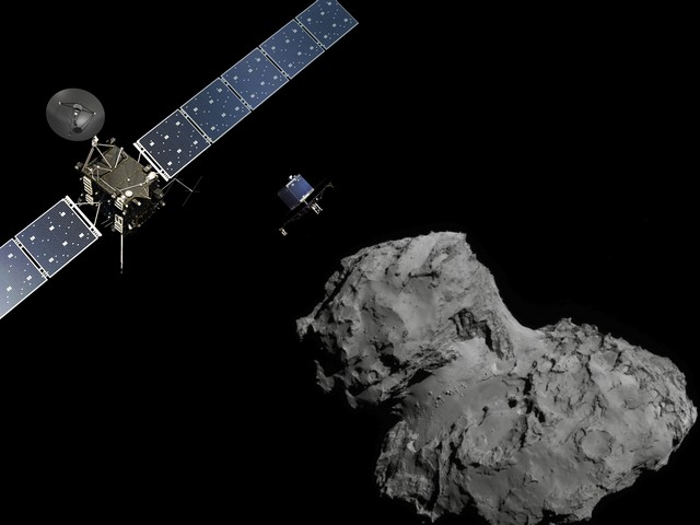 Посадка модуля Philae на комете Чурюмова-Герасименко. Иллюстрация Европейского космического агентства, 12 ноября 2014 г. 