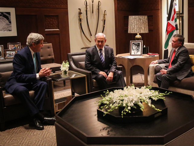 Джон Керри, Биньямин Нетаниягу и Абдалла II. Амман, 13 ноября 2014 года 