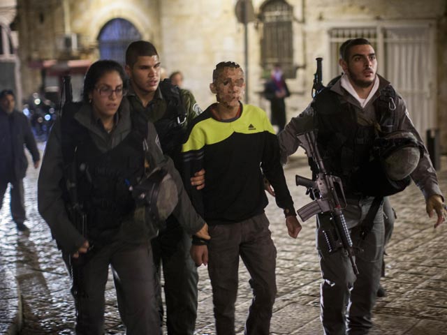 Задержание подозреваемого.  Старый город Иерусалима, 24 ноября 2014 года