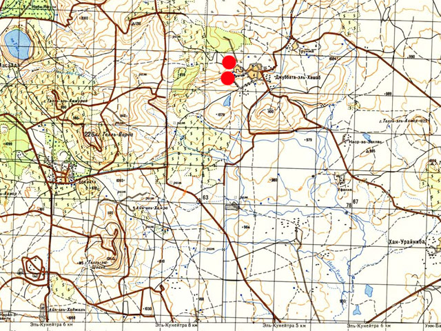 Красными точками отмечен район, в котором наблюдатели UNDOF заметили БПЛА