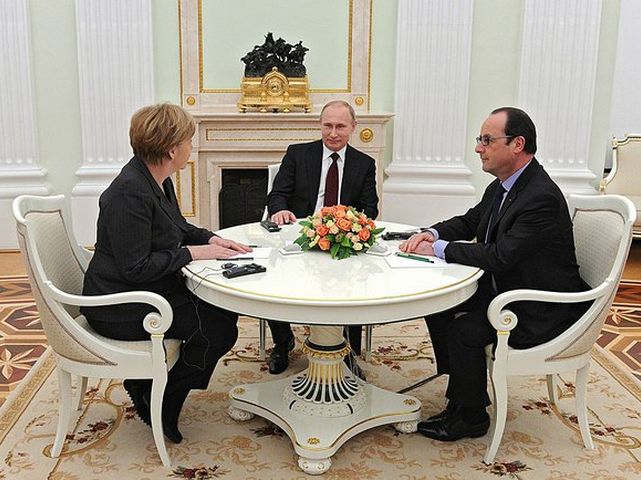 Путин, Олланд и Меркель. 06.02.2015