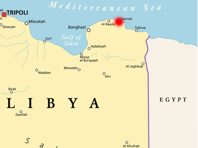 Порт Дарна на карте Ливии