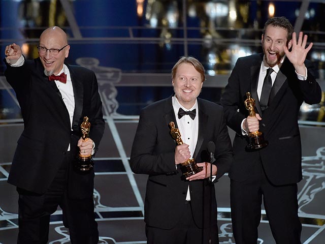 Дон Холл, Крис Уильямс и Рой Конли на церемонии вручения премии "Оскар" 