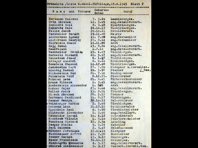 Одна из копий списка Шиндлера