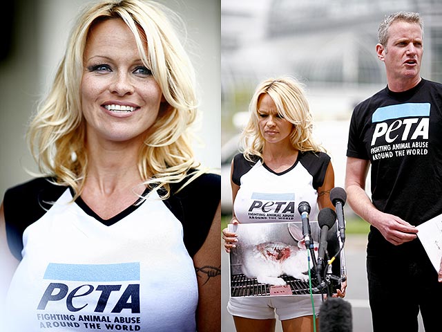 Памела Андерсон на акции PETA