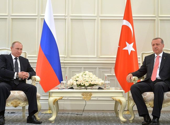 Президент России Путин и президент Турции Эрдоган. Баку, 13.06.2015
