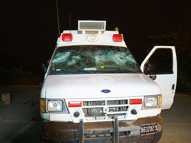 На месте нападения друзов на "скорую" ЦАХАЛа. 22 июня 2015 года