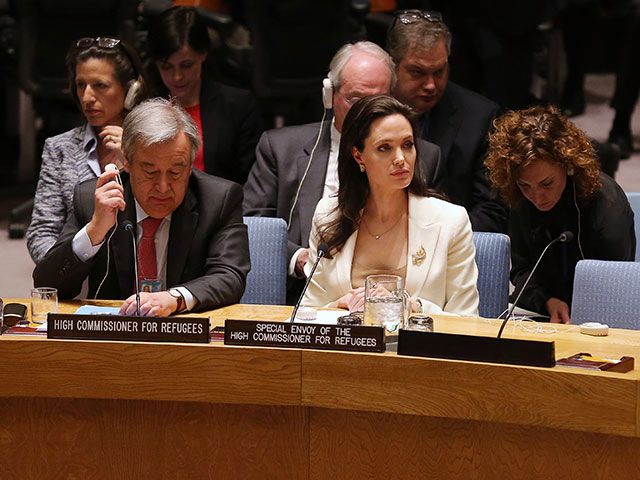 Анджелина Джоли на заседании Совета Безопасности ООН по вопросу о положении на Ближнем Востоке. 24 апреля 2015 года