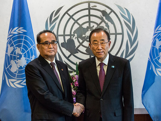 Министр иностранных дел КНДР Пак Хон Ен и генсек ООН Пан Ги Мун