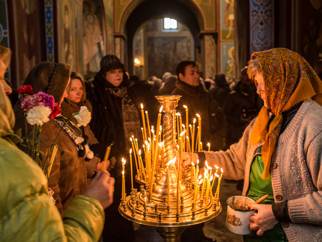 В Михайловском монастыре в Киеве. Январь 2014 года