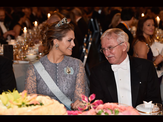 Принцесса Швеции Мадлен и лауреат Нобелевской премии по химии, профессор Пол Moдрих