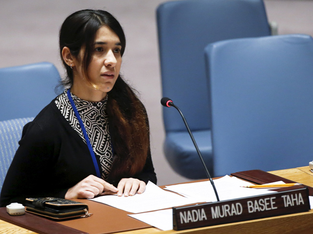 Надя Мурад на заседании Совета безопасности ООН. Нью-Йорк, 16 декабря 2015 года