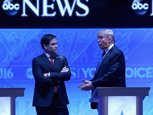Марк Рубио и Дональд Трамп на дебатах. 6 февраля 2016 года