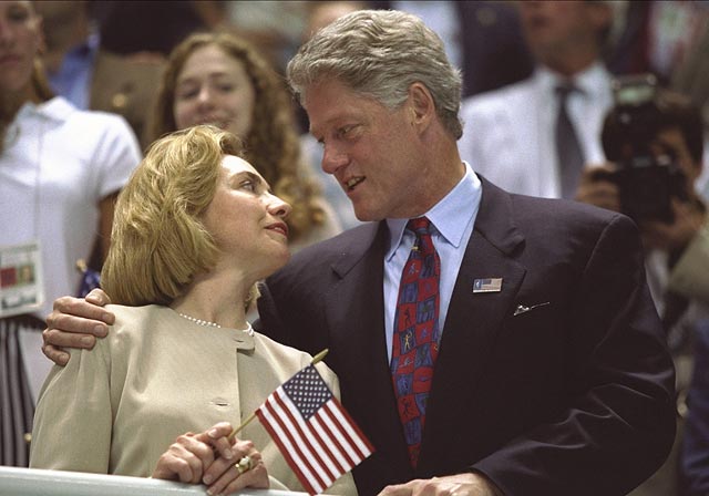 Хиллари и Билл Клинтон в 1996 году