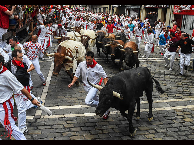 Забег быков в Памплоне: баски и туристы славят св. Фермина, спасшего город от чумы