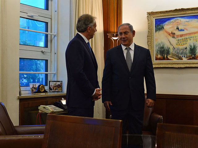 Тони Блэр и Биньямин Нетаниягу в Иерусалиме. 11 июля 2016 года  