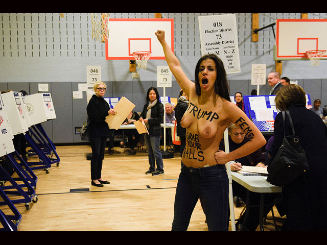 Активистки FEMEN попытались сорвать голосование Трампа
