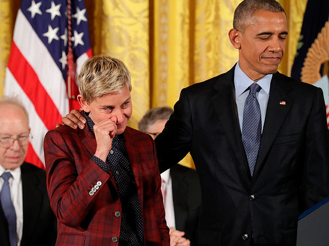 Эллен Дедженерес  на вручении Президентской Медали Свободы