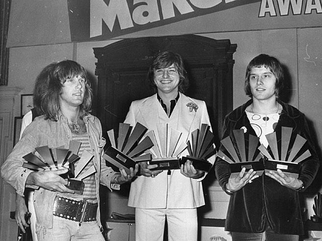 На фото (слева направо): Кит Эмерсон, Грег Лейк, Карл Палмер. 1972 год