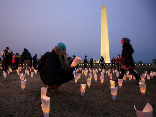 Акция протеста около Монумента Вашингтона. Вашингтон, 3 февраля 2017 года