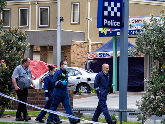 На месте теракта в Мельбурне, в ходе которого были ранены двое полицейских. Сентябрь 2014 года