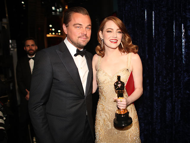 Леонардо ДиКаприо и Эмма Стоун на церемонии "Оскар-2017" 
