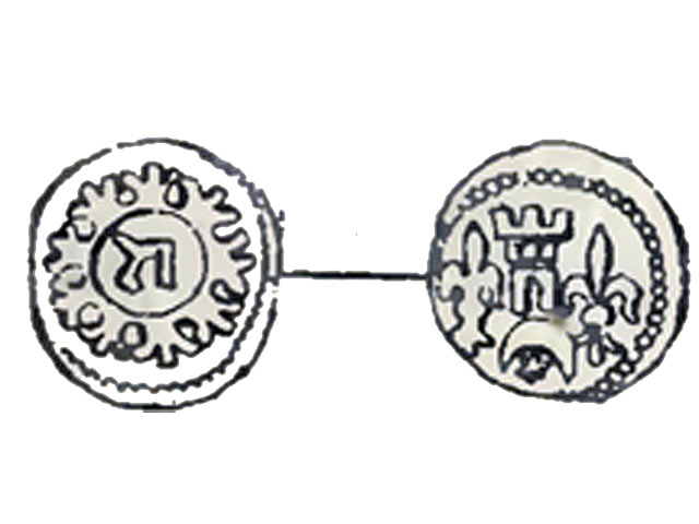 Денарий Белы IV со знаком монетного мастера &#1510;, денарий Иштвана V со знаком монетного мастера &#1488; (Альтман бен Хенох), денарий Ласло IV со знаком монетного мастера &#1508; (Фридман).