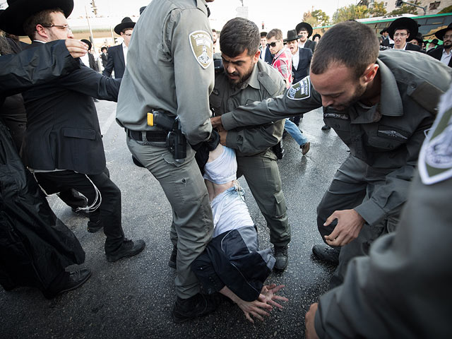 Агрессивная акция протеста "харедим" в Иерусалиме