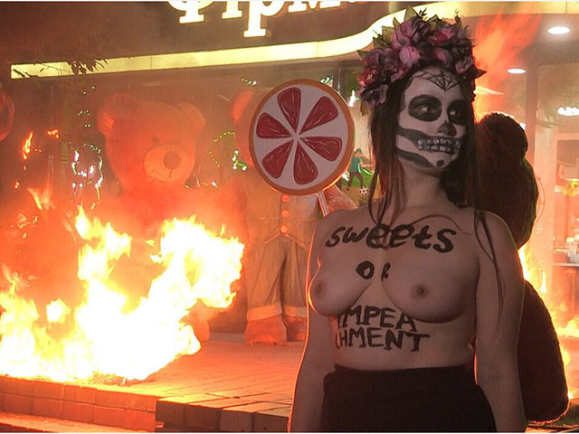 Акция FEMEN в Киеве. 31 октября 2017 года