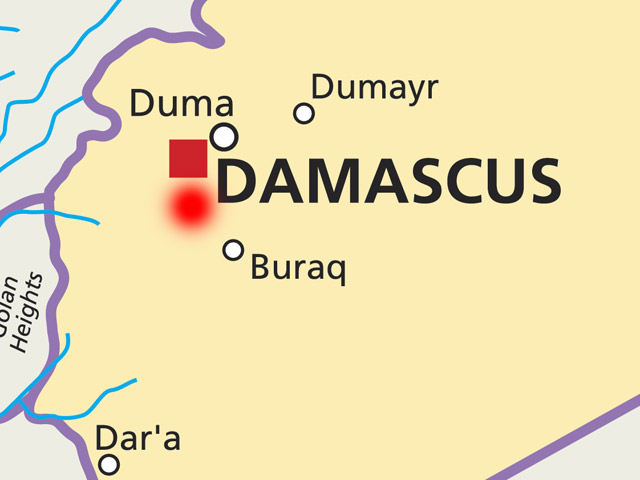 Между населенными пунктами Аль-Кисуа и Сахнайя, примерно в 15 км к юго-западу от Дамаска, был удар по военным объектам
