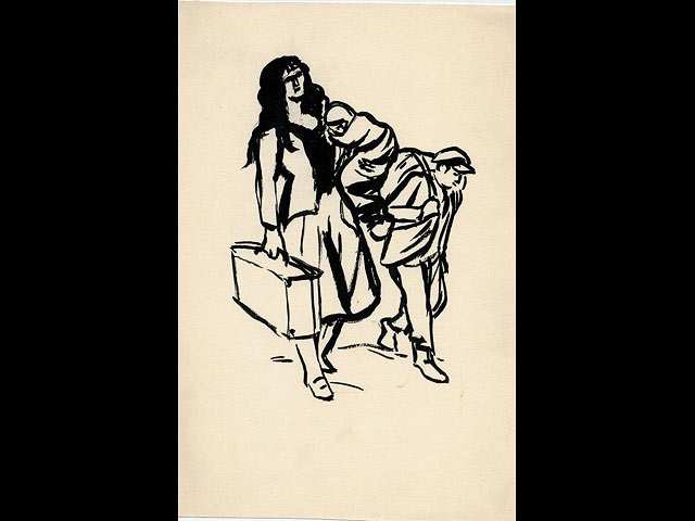 Эскиз иллюстрации к книге Ривы Рубиной "Рассказы" . 1950-е