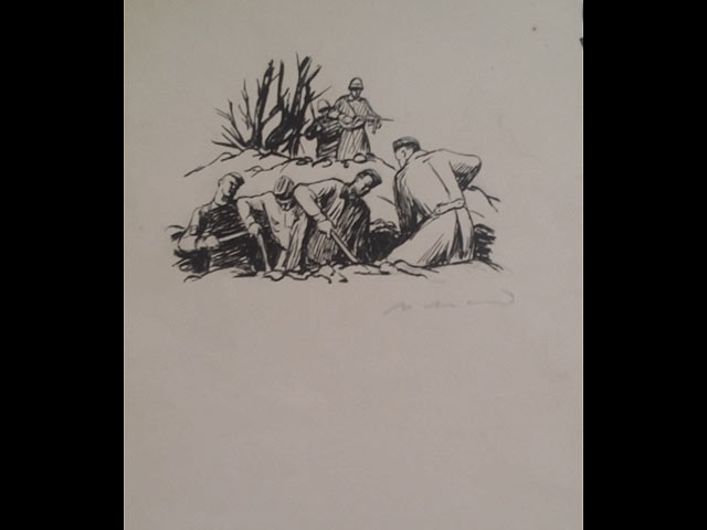 Эскиз иллюстрации к книге Михаила Лева "Партизанские тропы", 1958 