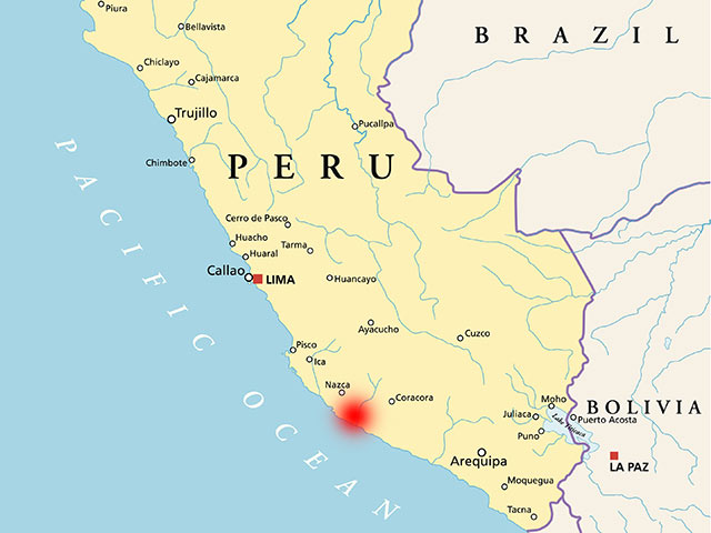 Около побережья Перу произошло сильное землетрясение  