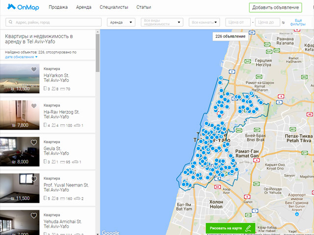 OnMap: простой поиск жилья в Израиле