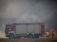 Шесть пожарных расчетов борются с огнем возле Нетивота