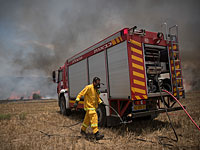 Крупный пожар произошел возле мошава Ткума, недалеко от границы с Газой