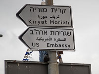 Указатель на посольство США в Иерусалиме      
