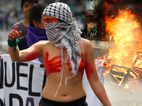 Протесты в Чили: обнаженная в 