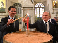Башар Асад и Владимир Путин в православной церкви Святой Девы Марии