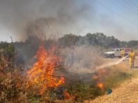 Возгорание травы и кустарника возле мошава Яшреш. Огонь угрожает теплицам