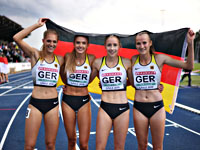 Молодежный чемпионат Европы 2019 год. Сборная Германии в эстафете. Алиса Шмидт (вторая справа)