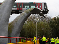 В пригороде Роттердама поезд застрял на скульптуре "Хвосты китов"