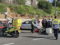 В Иерусалиме столкнулись автомобиль и мотоцикл, один пострадавший в критическом состоянии