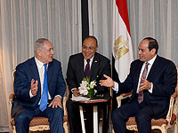 Премьер-министр Израиля Биньямин Нетаниягу (слева) и президент Египта Абд аль-Фаттахас-Сиси (справа) во время встречи в Нью-Йорке, 2017 год