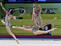 Кубок мира по художественной гимнастики.  Израильтянки завоевали бронзу в упражнении "булавы и обручи"