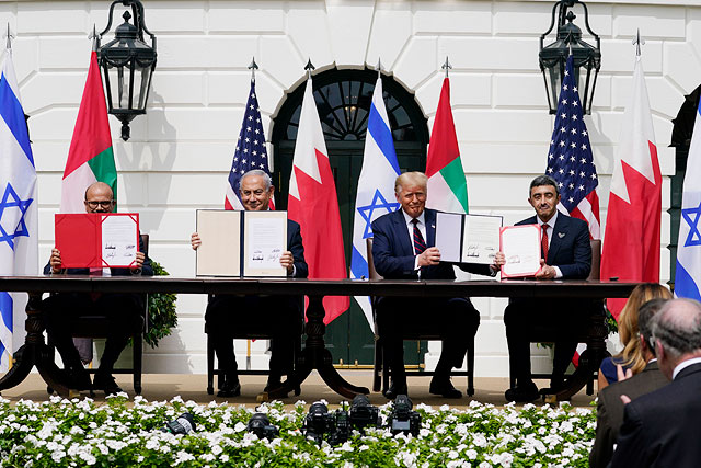 Дональд Трамп во время церемонии подписания "Соглашений Авраама", 15 сентября 2020 года