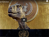 Динозавр с трибуны ООН призвал политиков не допустить вымирания человечества